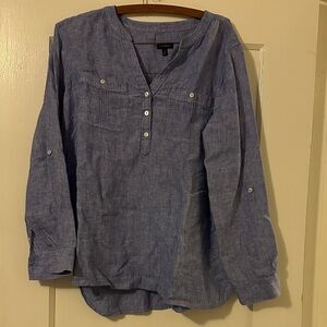 Talbots Chambray Blue Linen Blouse